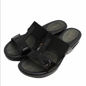 COLE HAAN Black Chunky Patent Leather Sandal 9